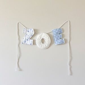 Blue and White Kids Name Banner